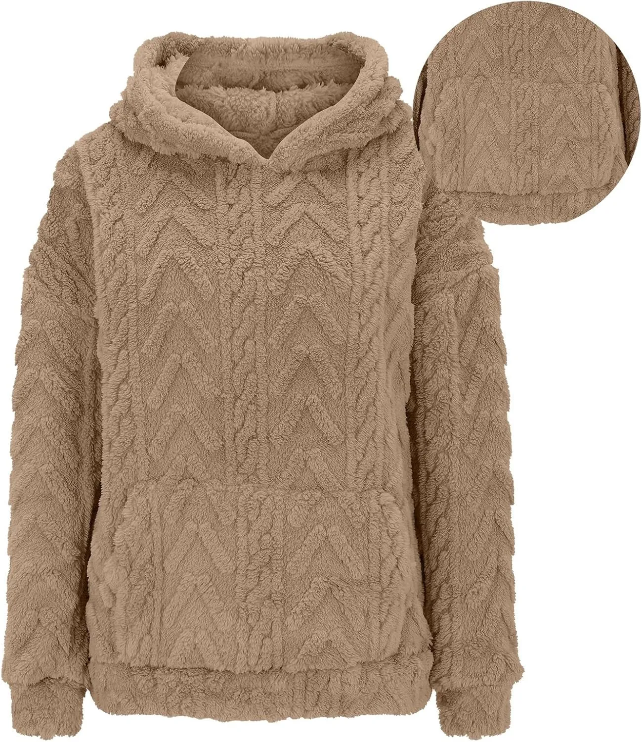 Sherpa Hoodies for Women Fleece Cable Knit Hoodies Fall Winter Warm Y2k Hoodie Oversized Sweatshirts For Women