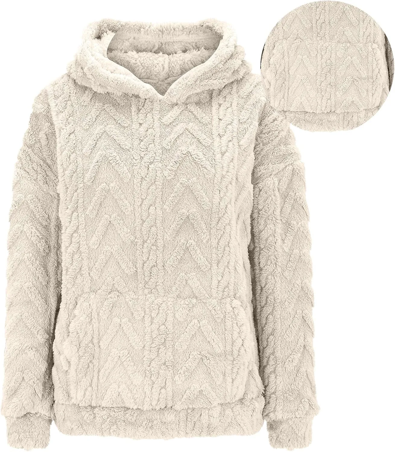 Sherpa Hoodies for Women Fleece Cable Knit Hoodies Fall Winter Warm Y2k Hoodie Oversized Sweatshirts For Women