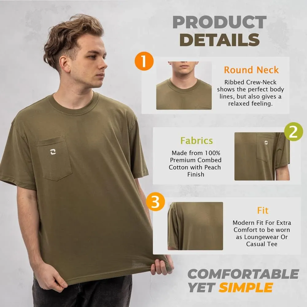 SHOHELL Pocket T Shirts for Men - Cotton Men's T-Shirts, Multipack