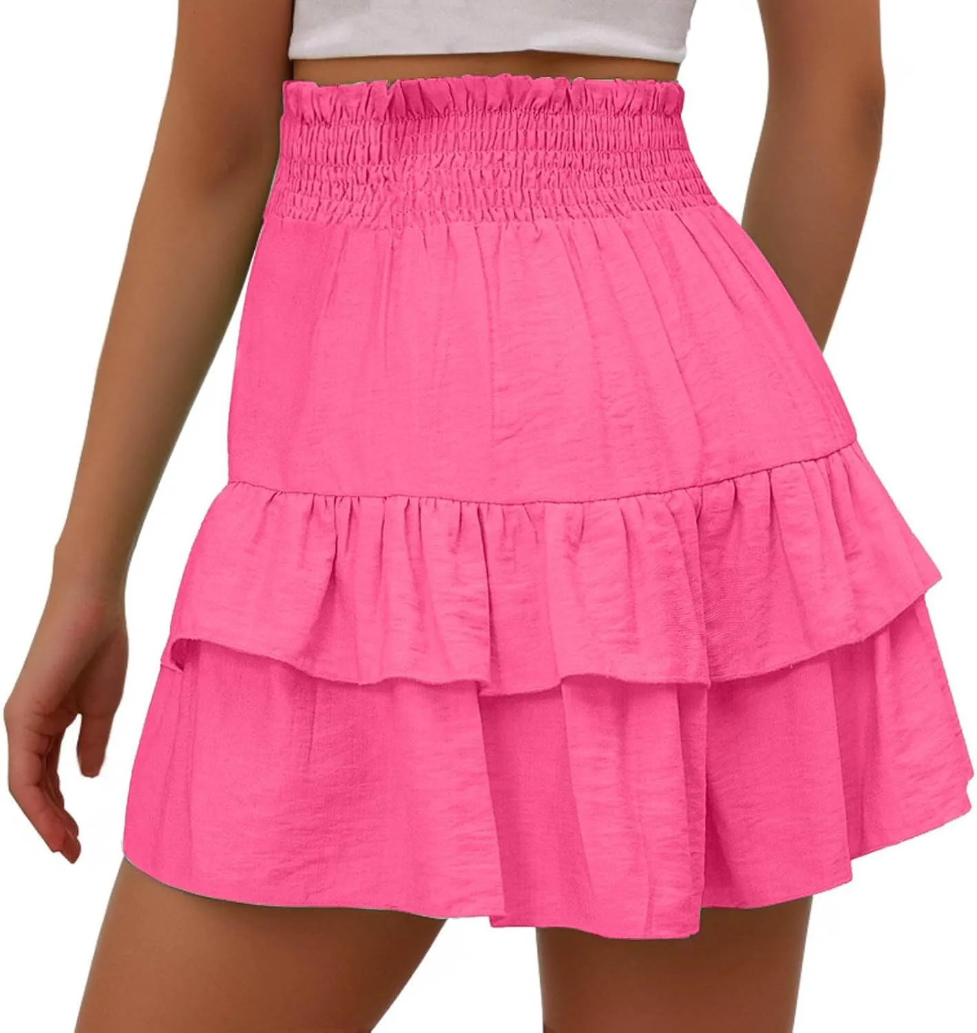 Shorts for Women Ruffled Hem High Waisted Flowy Casual Summer Skirt Shorts Loose Fit Resort Wear Fashion Clothes