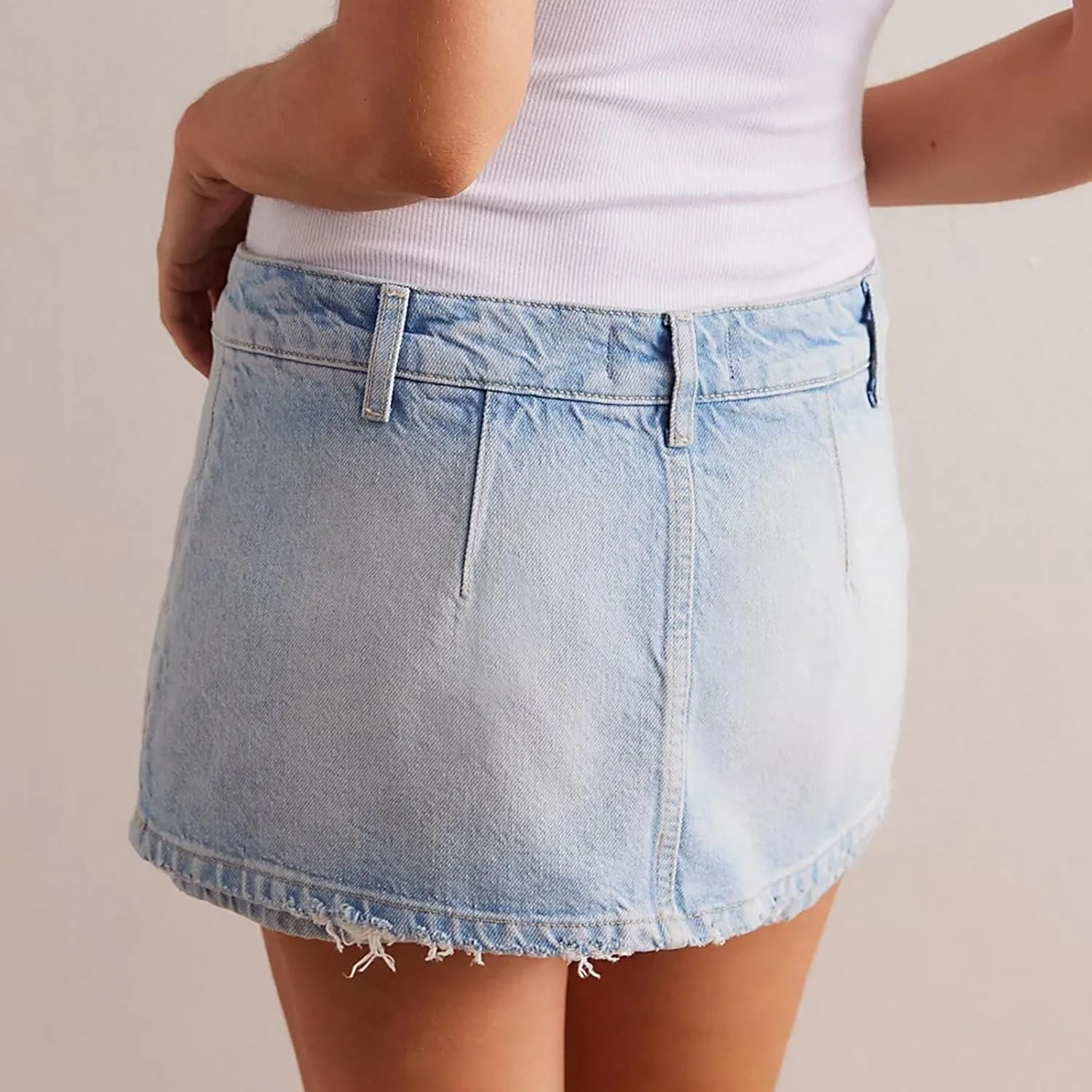 Skorts Skirts for Women Stretchy High Waisted Jean Shorts Summer Trendy Denim Skirt with Shorts Underneath