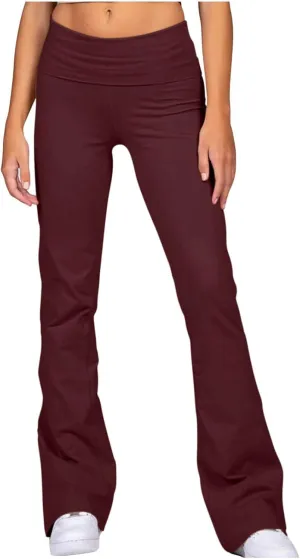 SMIDOW Bootcut Yoga Pants for Women High Waist Casual Flare Leggings Workout Flares Tall Long Lounge Trousers
