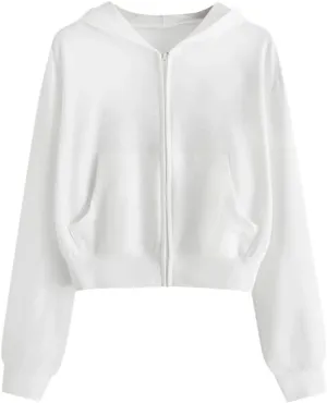 SMIDOW Crop Full Zip Up Hoodie Women Cute 2023 Fall Fashion y2k Clothes Teen Girl Cropped Lightweight Jacket With Hood