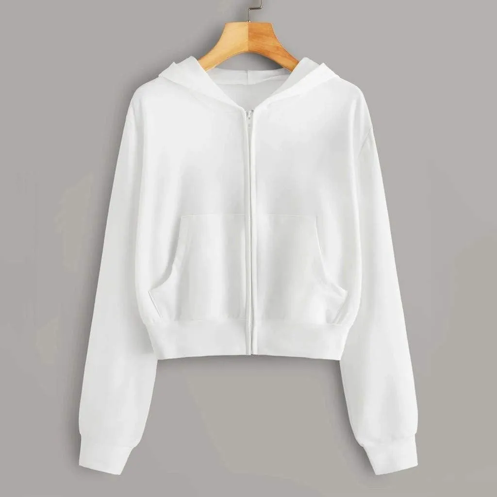SMIDOW Crop Full Zip Up Hoodie Women Cute 2023 Fall Fashion y2k Clothes Teen Girl Cropped Lightweight Jacket With Hood