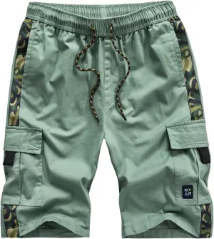 Soft Cotton Shorts Men Fashion Casual Printed Loose Quick-Drying Shorts Beach Pants Mens Shorts Elastic Waist