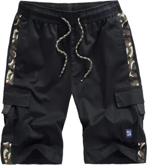Soft Cotton Shorts Men Fashion Casual Printed Loose Quick-Drying Shorts Beach Pants Mens Shorts Elastic Waist