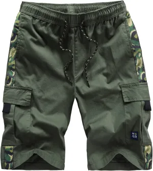 Soft Cotton Shorts Men Fashion Casual Printed Loose Quick-Drying Shorts Beach Pants Mens Shorts Elastic Waist