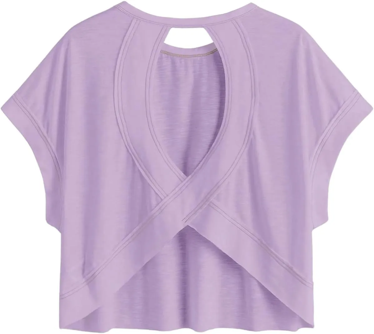 SOLY HUX 2024 Open Back Tops for Women Criss Cross Cut Out Tee Backless Casual Short Sleeve Round Neck T Shirt