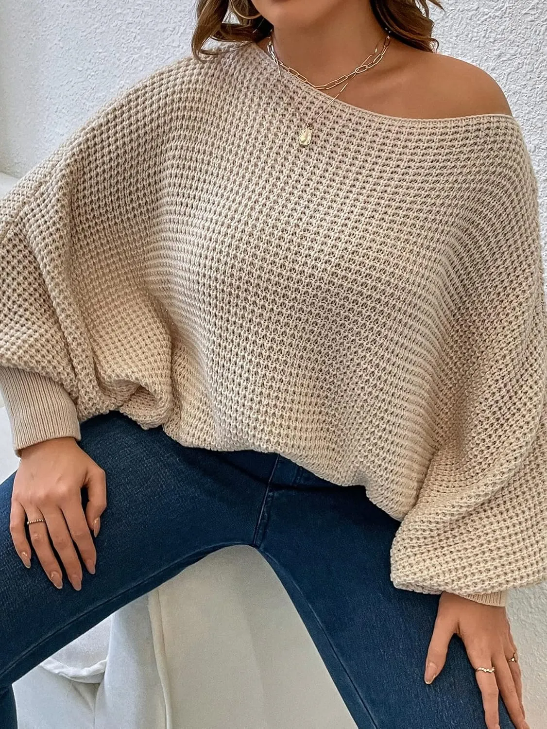SOLY HUX Women's Plus Size Crewneck Long Sleeve Casual Oversized Sweater Pullover Tops