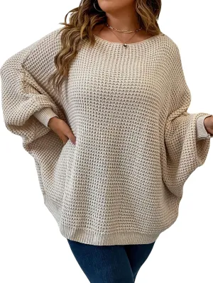 SOLY HUX Women's Plus Size Crewneck Long Sleeve Casual Oversized Sweater Pullover Tops