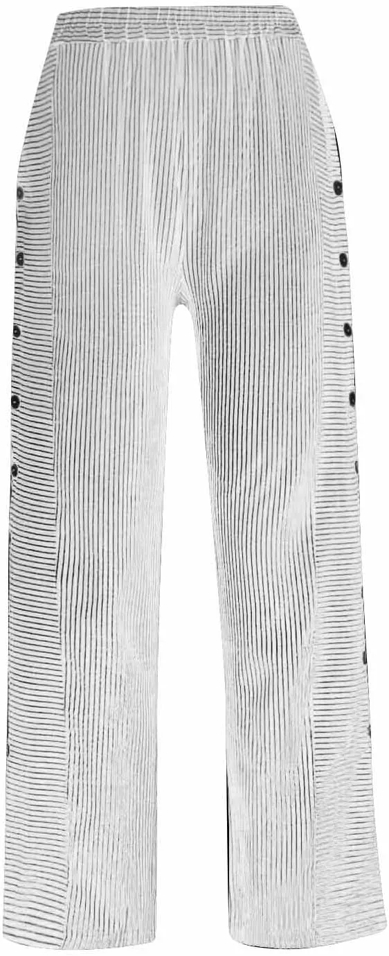 Striped Pants Women Elastic High Waisted Baggy Wide Leg Pants Vintage Cropped Trouser Lounge Pants with Pockets