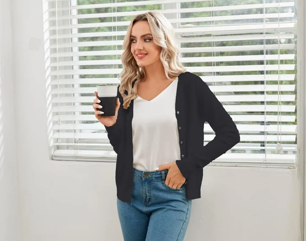 Sunfaynis Women's Long Sleeve Thin Lightweight Cardigan Sweaters for Women Dressy Summer Spring Fall Cardigan