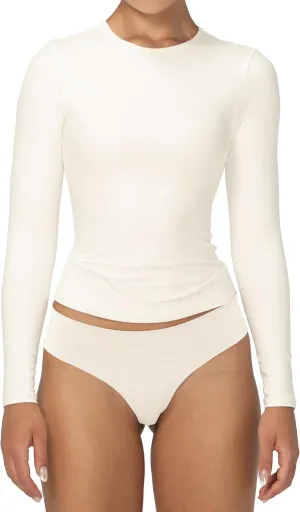 Sunzel Long Sleeve T Shirts for Women with Crew Neck, Double Lined Tops Slim Fit Basic Tee, Casual Undershirt Outfits