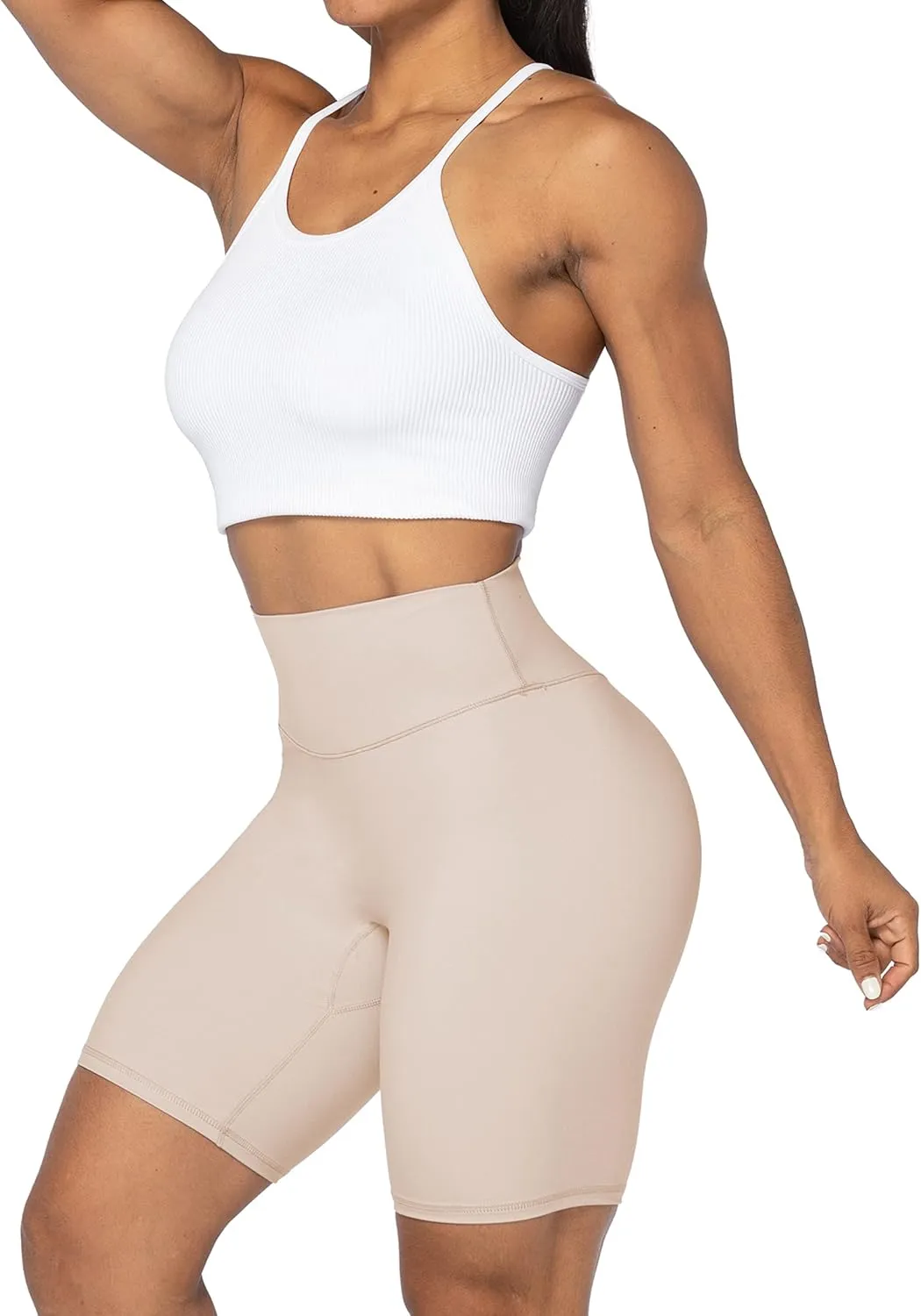 Sunzel No Front Seam High Waist Biker Shorts for Women, Squat Proof Yoga Workout Gym Bike Shorts