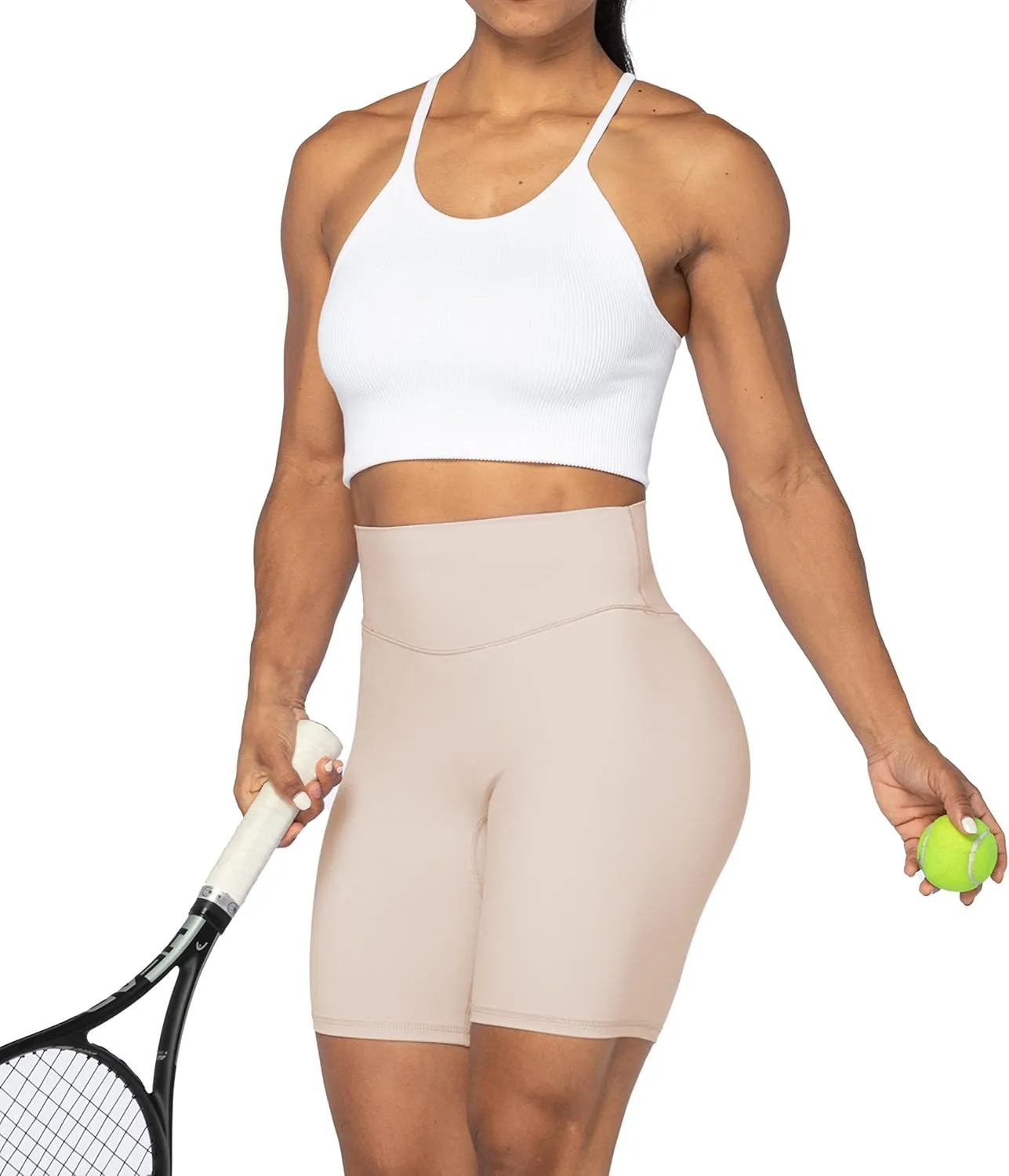 Sunzel No Front Seam High Waist Biker Shorts for Women, Squat Proof Yoga Workout Gym Bike Shorts