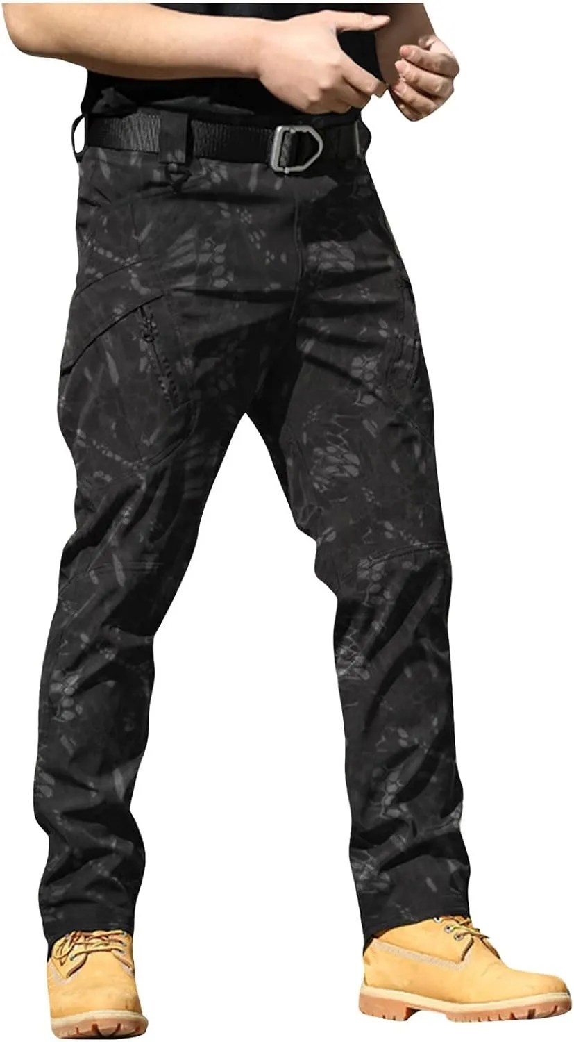 Tactical Cargo Pants for Men Slim Fit Hiking Pants Stretch Multi Pockets Resistant Trousers Elastic Soild Outfits Work