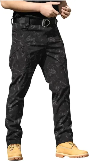 Tactical Cargo Pants for Men Slim Fit Hiking Pants Stretch Multi Pockets Resistant Trousers Elastic Soild Outfits Work