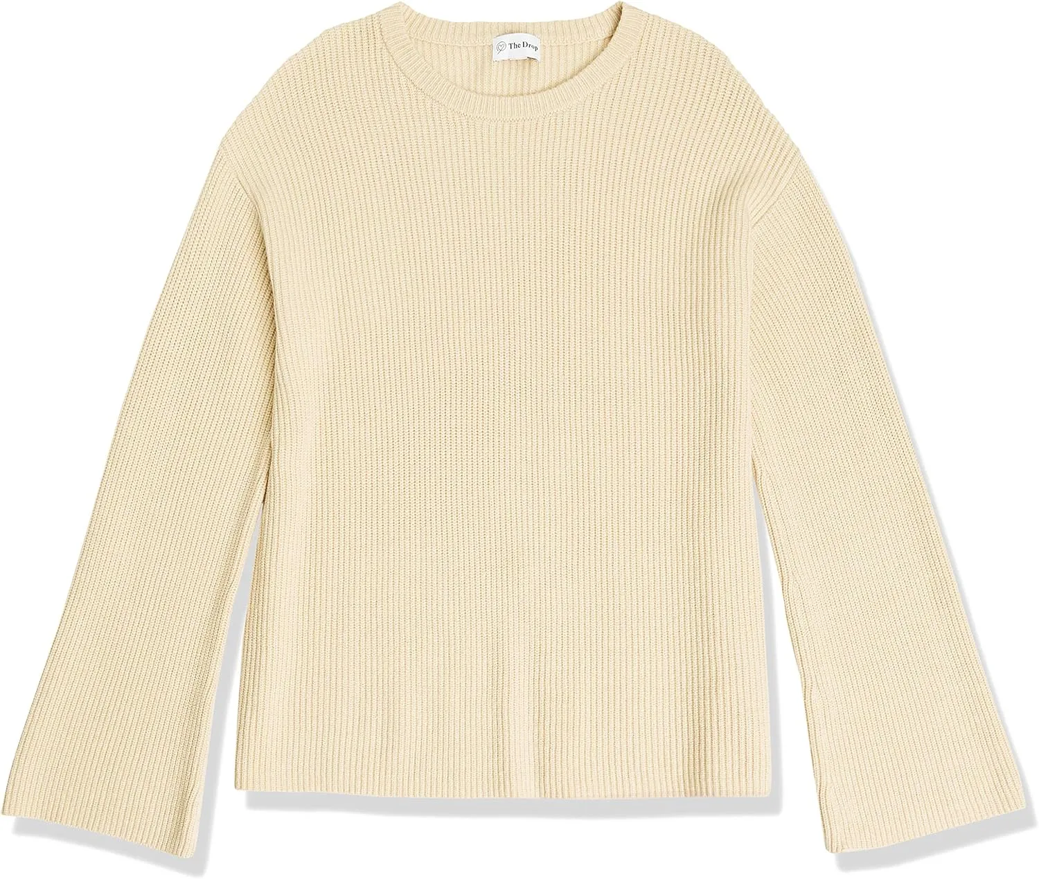 The Drop Women's Alice Crew-Neck Back-Slit Ribbed Pullover Sweater