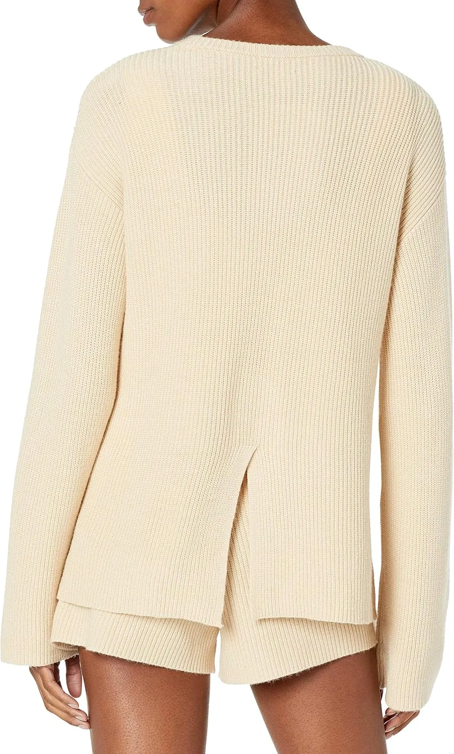 The Drop Women's Alice Crew-Neck Back-Slit Ribbed Pullover Sweater