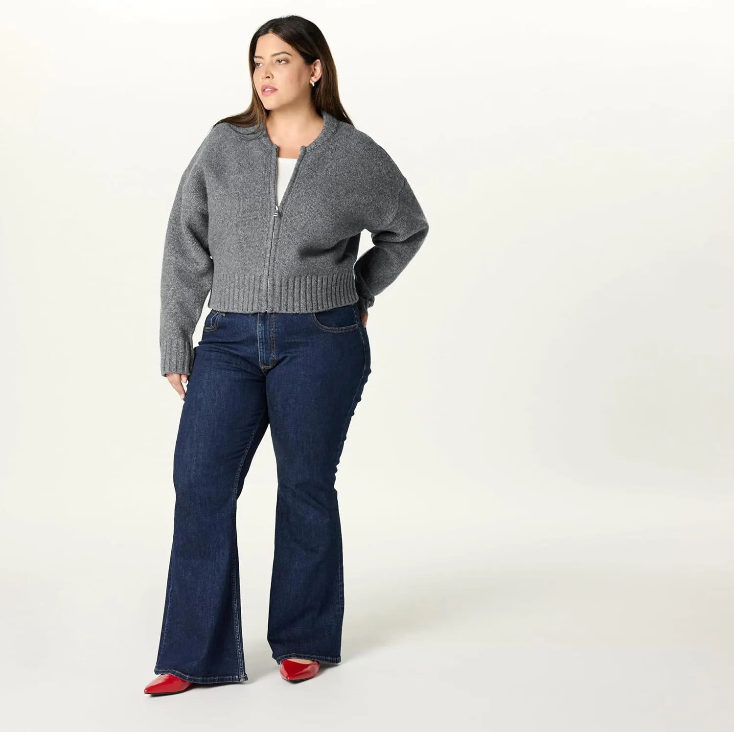The Drop Women's Brynne Bomber Sweater Cardigan