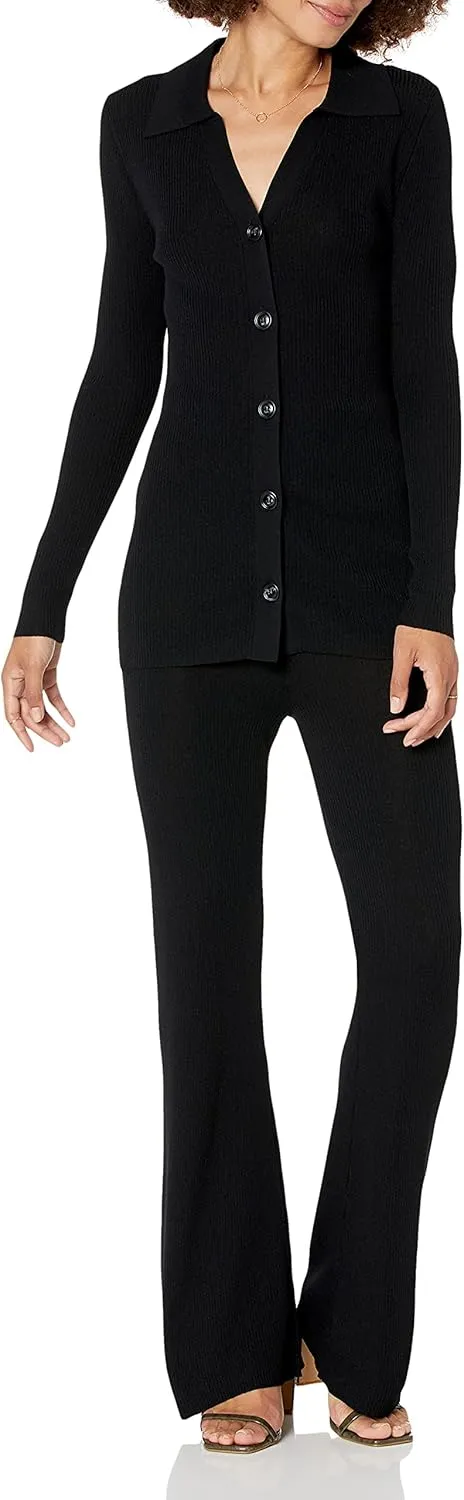 The Drop Women's Ellison Rib Flare Leg Sweater Pant