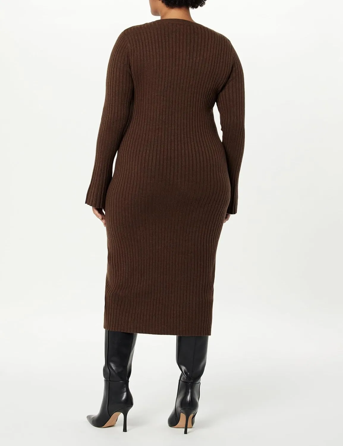 The Drop Women's Fernanda Bell Sleeve Ribbed Sweater Dress