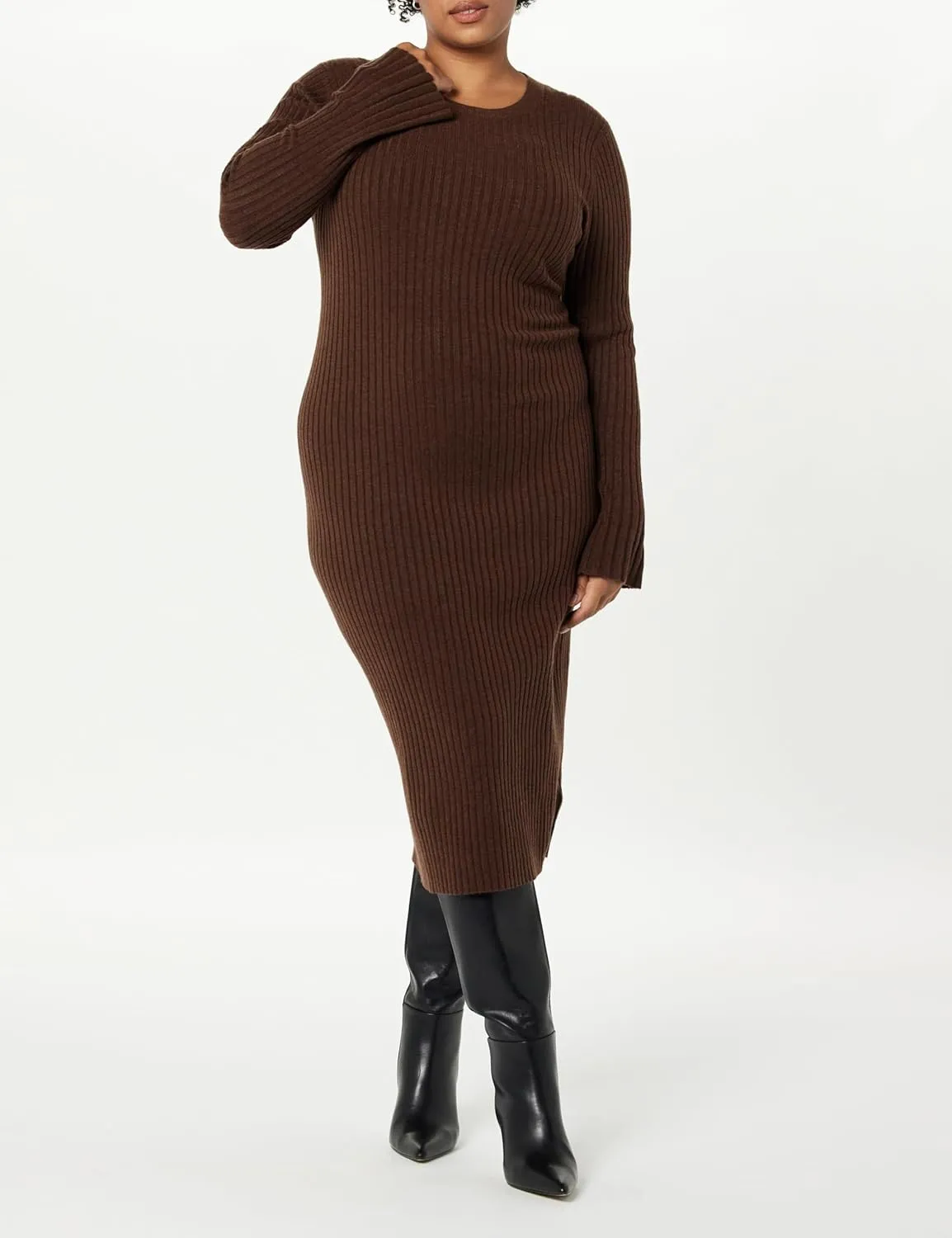 The Drop Women's Fernanda Bell Sleeve Ribbed Sweater Dress