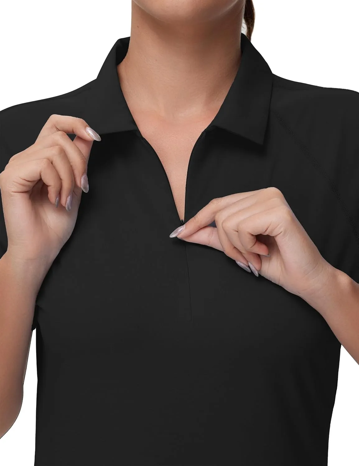 THE GYM PEOPLE Women's Slim Fit Polo Shirts Zip Up Lightweight Quick Dry Collared Golf Workout Tee Tops