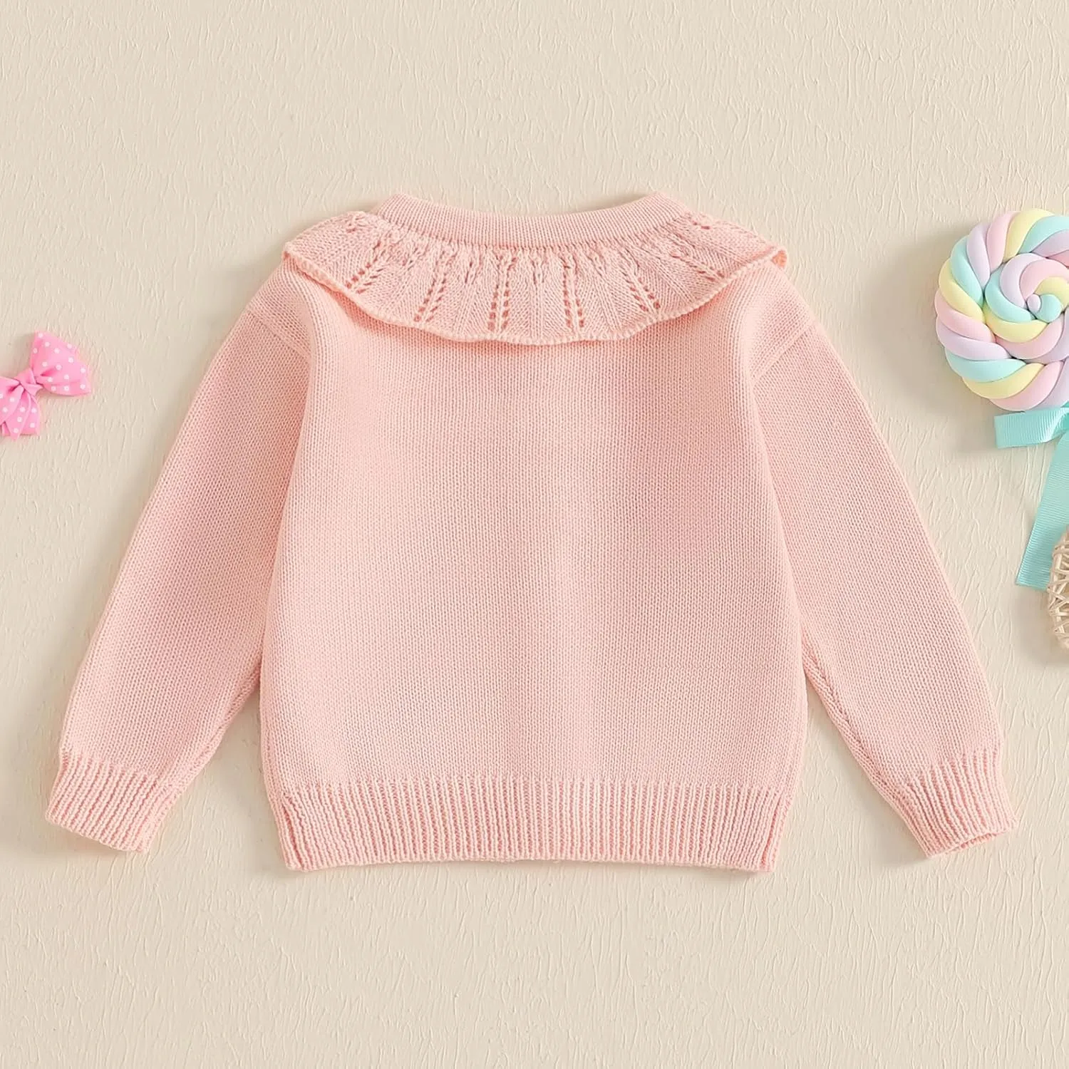 Toddler Baby Girl Cardigan Long Sleeve Floral Button Knit Sweater Coats Top Cute Fall Winter Knitwear Jacket Warm Clothes