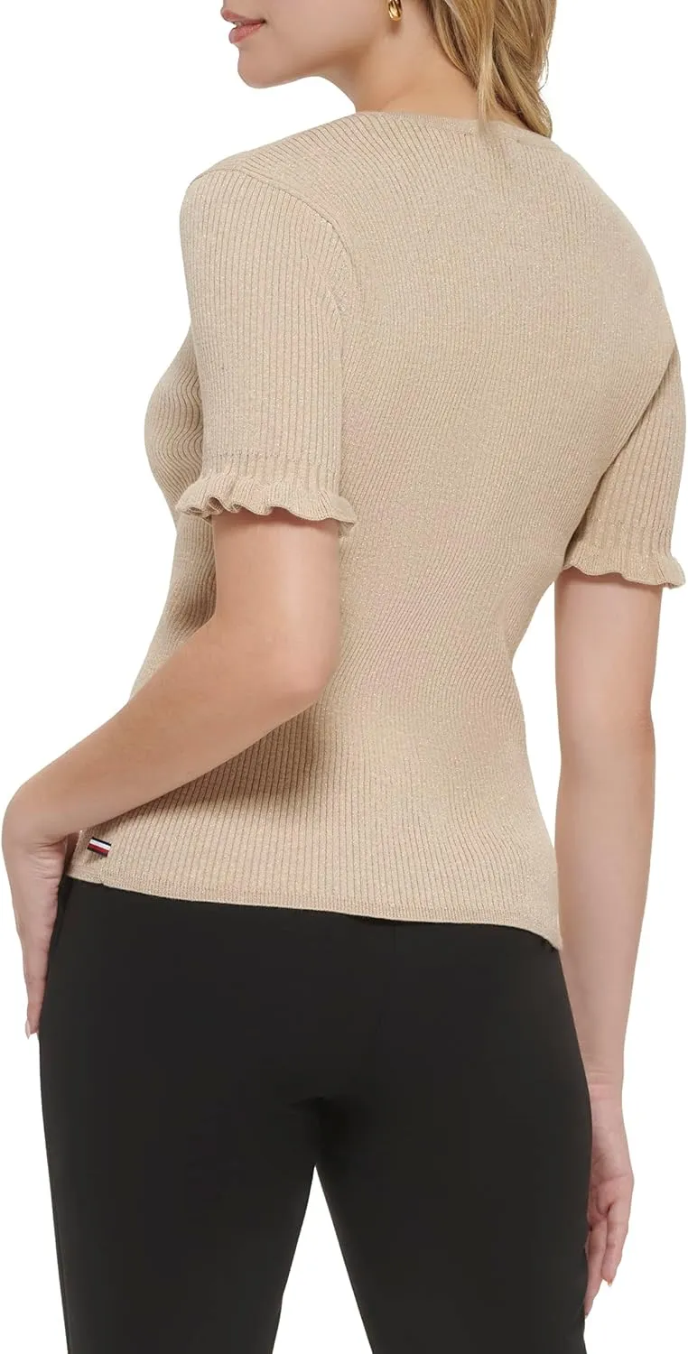 Tommy Hilfiger Women's Shimmer Lurex Square Neck Sweater