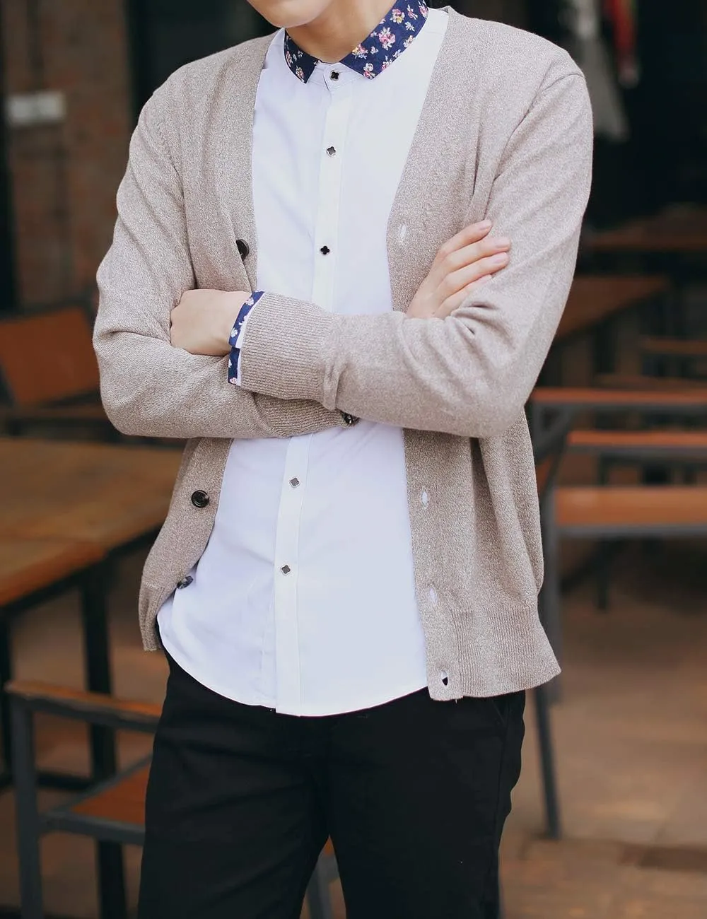 TopTie Men's Casual Fit V-Neck Cotton Sweater Cardigan