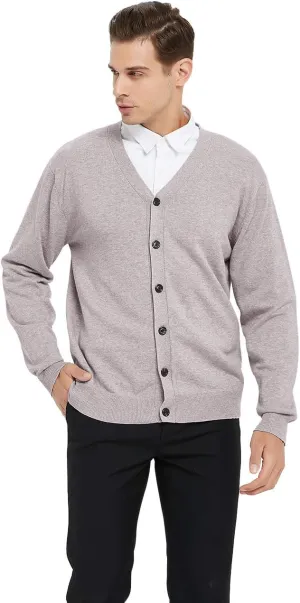 TopTie Men's Casual Fit V-Neck Cotton Sweater Cardigan