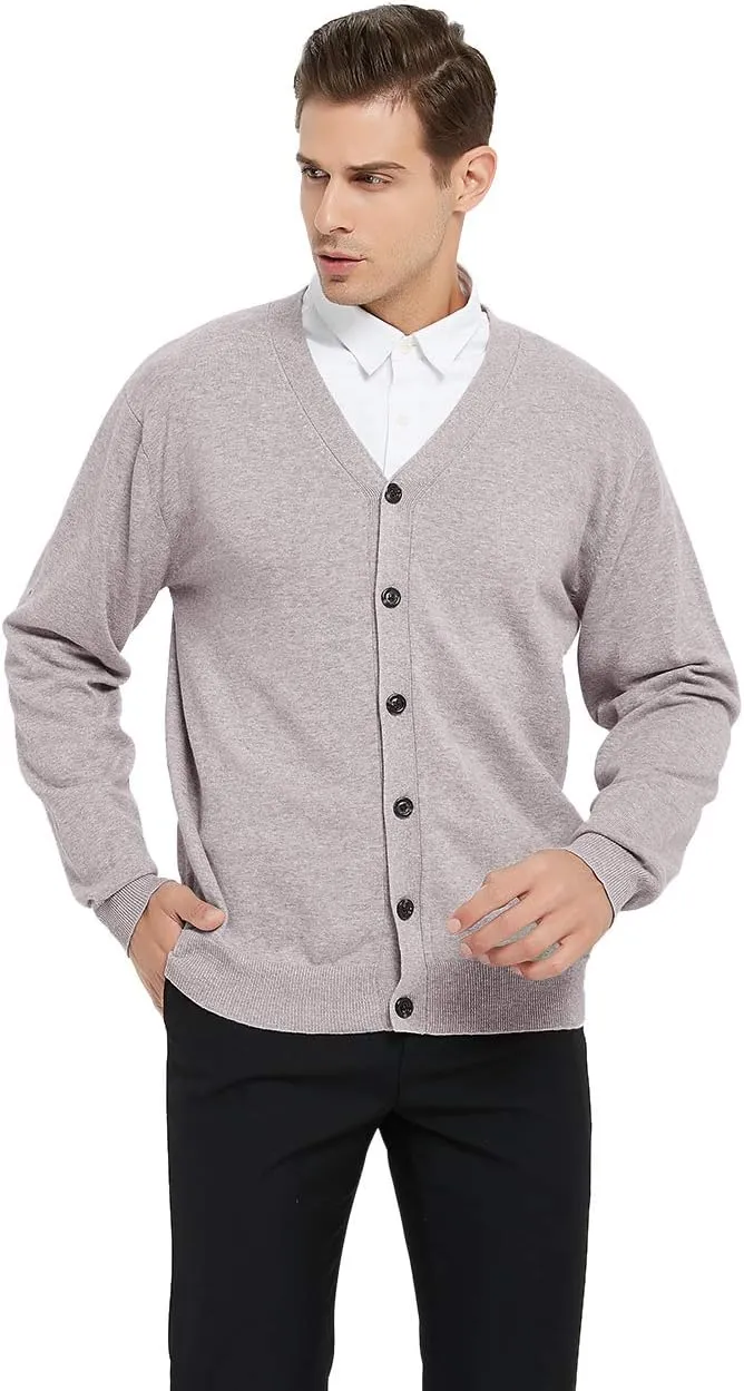 TopTie Men's Casual Fit V-Neck Cotton Sweater Cardigan