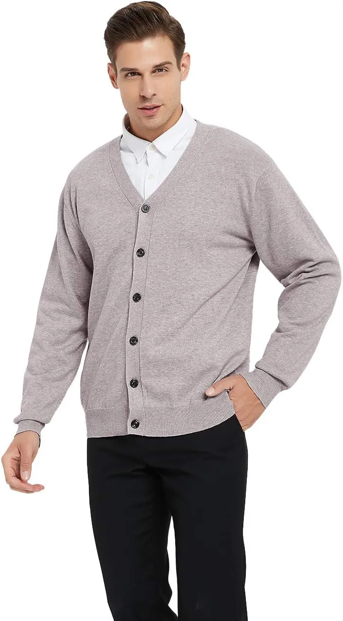 TopTie Men's Casual Fit V-Neck Cotton Sweater Cardigan