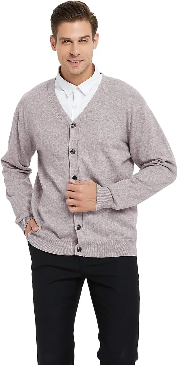 TopTie Men's Casual Fit V-Neck Cotton Sweater Cardigan