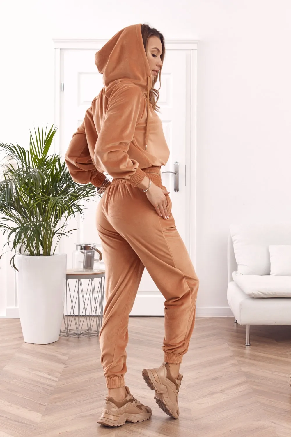 Velor hooded sweatshirt ginger 8917