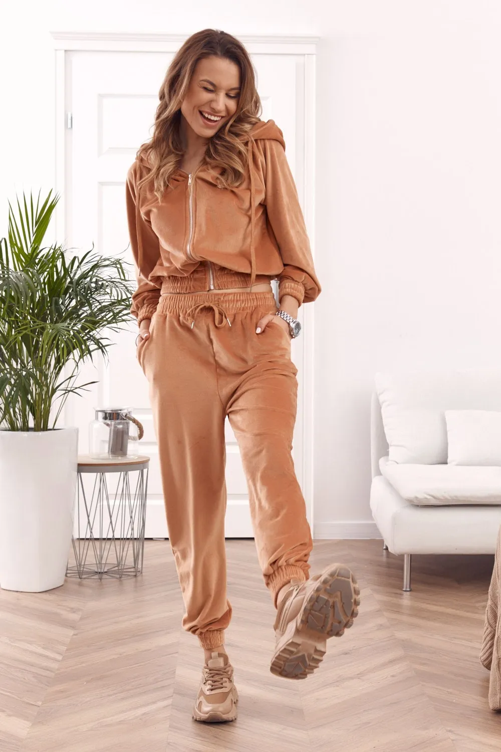 Velor hooded sweatshirt ginger 8917