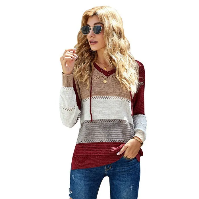 Versatile wear color patchwork long sleeve