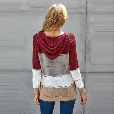 Versatile wear color patchwork long sleeve