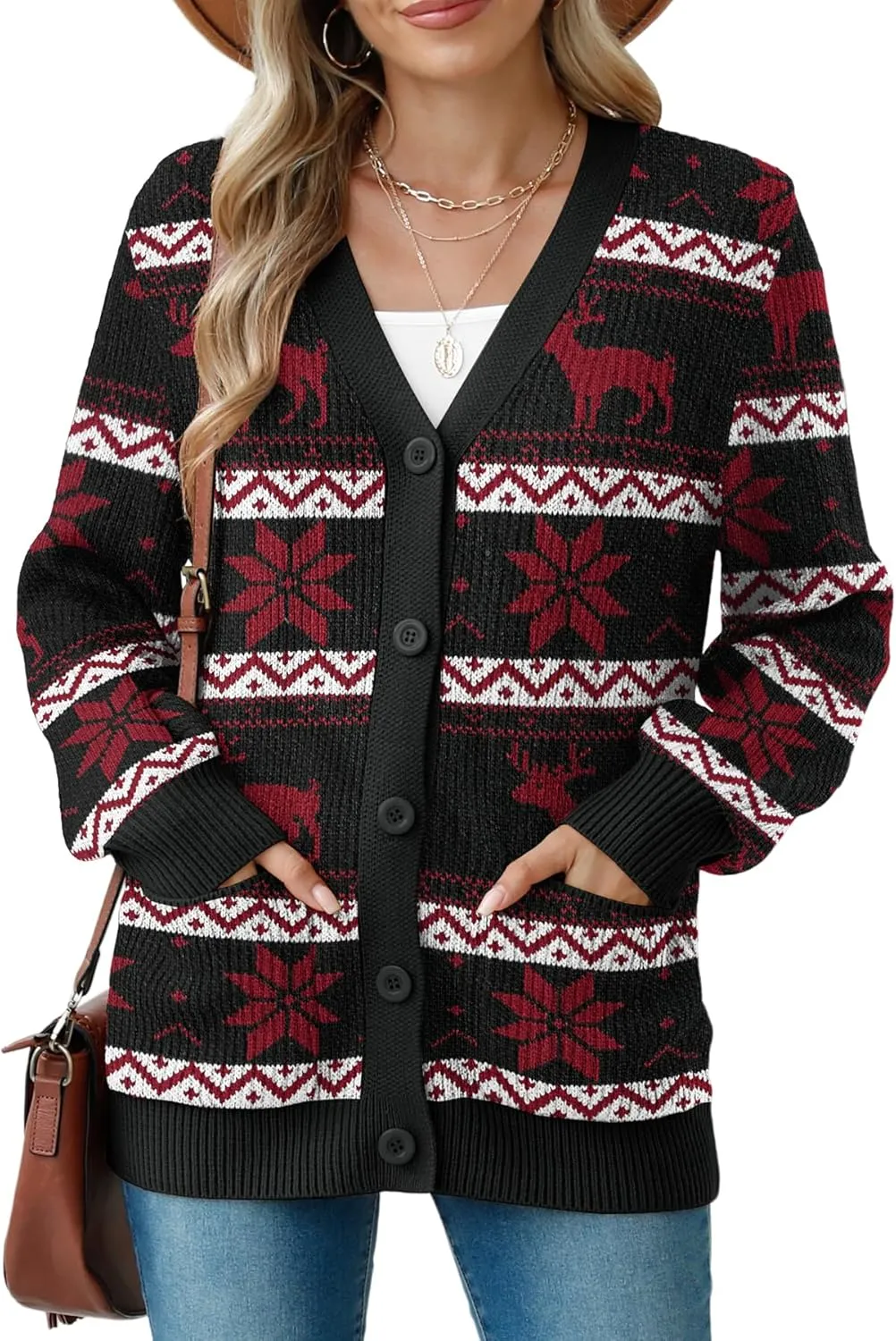 VIISHOW Women Chunky Knit Cardigan Sweater Long Sleeve V Neck Button up Cardigan with Pocket Sweater Coat for Fall and Winter