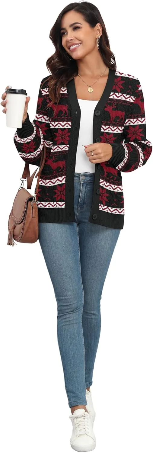 VIISHOW Women Chunky Knit Cardigan Sweater Long Sleeve V Neck Button up Cardigan with Pocket Sweater Coat for Fall and Winter