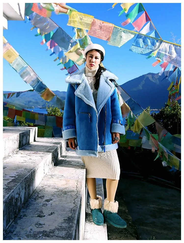 Warm and Comfy Blue Wool Spring Jacket | Mandala