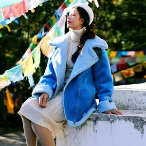 Warm and Comfy Blue Wool Spring Jacket | Mandala