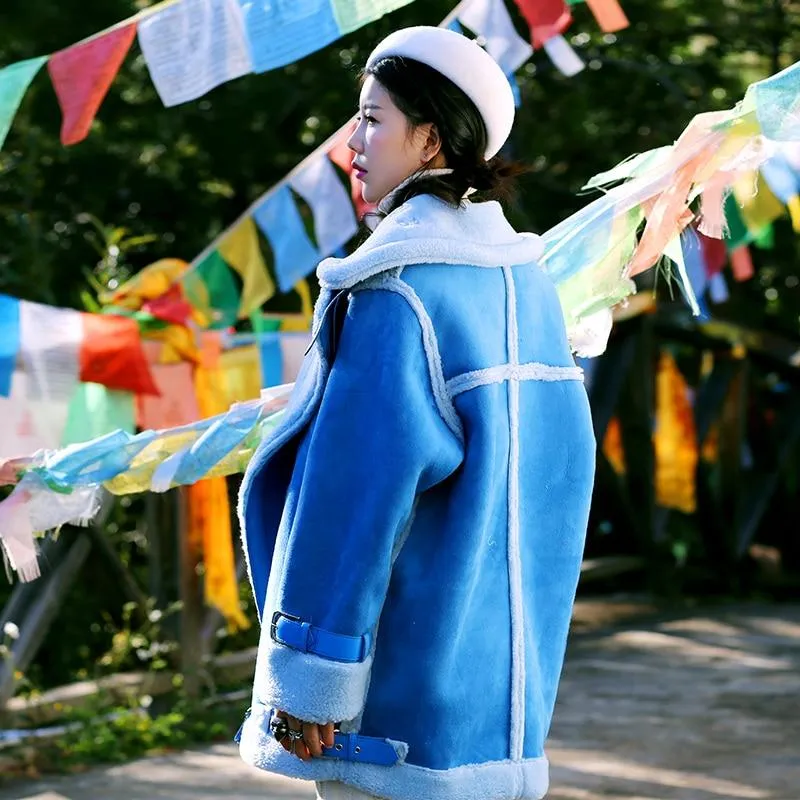 Warm and Comfy Blue Wool Spring Jacket | Mandala