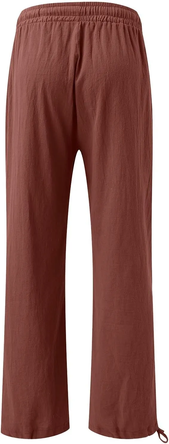 Wide Leg Linen Pants for Women Casual Summer Palazzo Pants Lightweight High Waisted Flowy Beach Pants 2024 Fashion