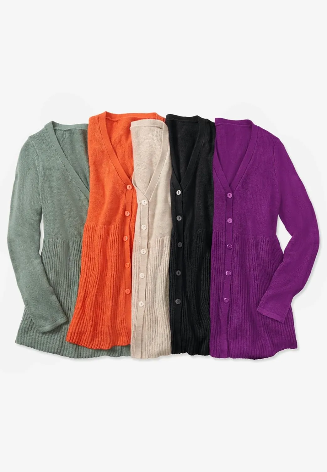 Woman Within Plus Size Babydoll Cardigan Sweater