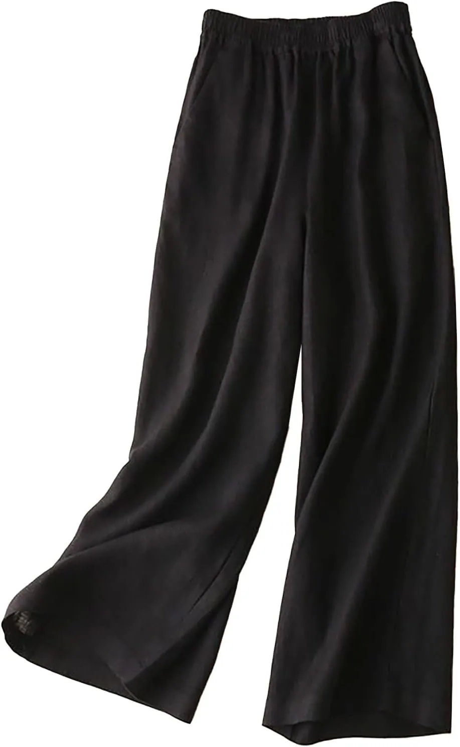 Women Linen Summer Tie Knot Palazzo Pants Low Waist Bootcut Loose Fit Trouser Trendy