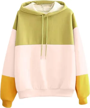 Women Long Sleeve Hoodies Kawaii Cartoon Cute Cat Graphic Color Block Hooded Sweatshirt Top Oversized Casual Pullover