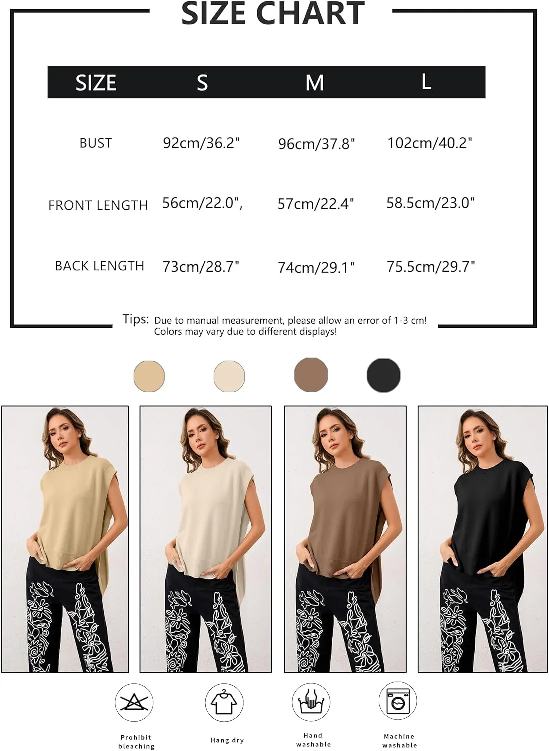 Women Oversized Crew Neck Sleeveless Sweater Vest Top High Low Hem Tie Up Knitted Pullover Tank Tops