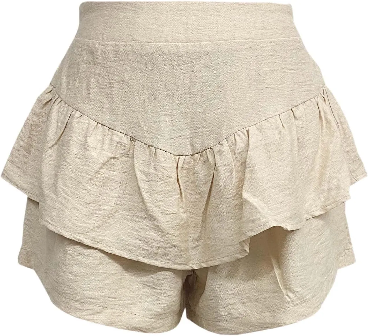 Women Smocked Ruffle Mini Skirts Summer High Waisted Tiered Cute Short Flowy Skirt Casual Trendy Loose Beach Short Pants